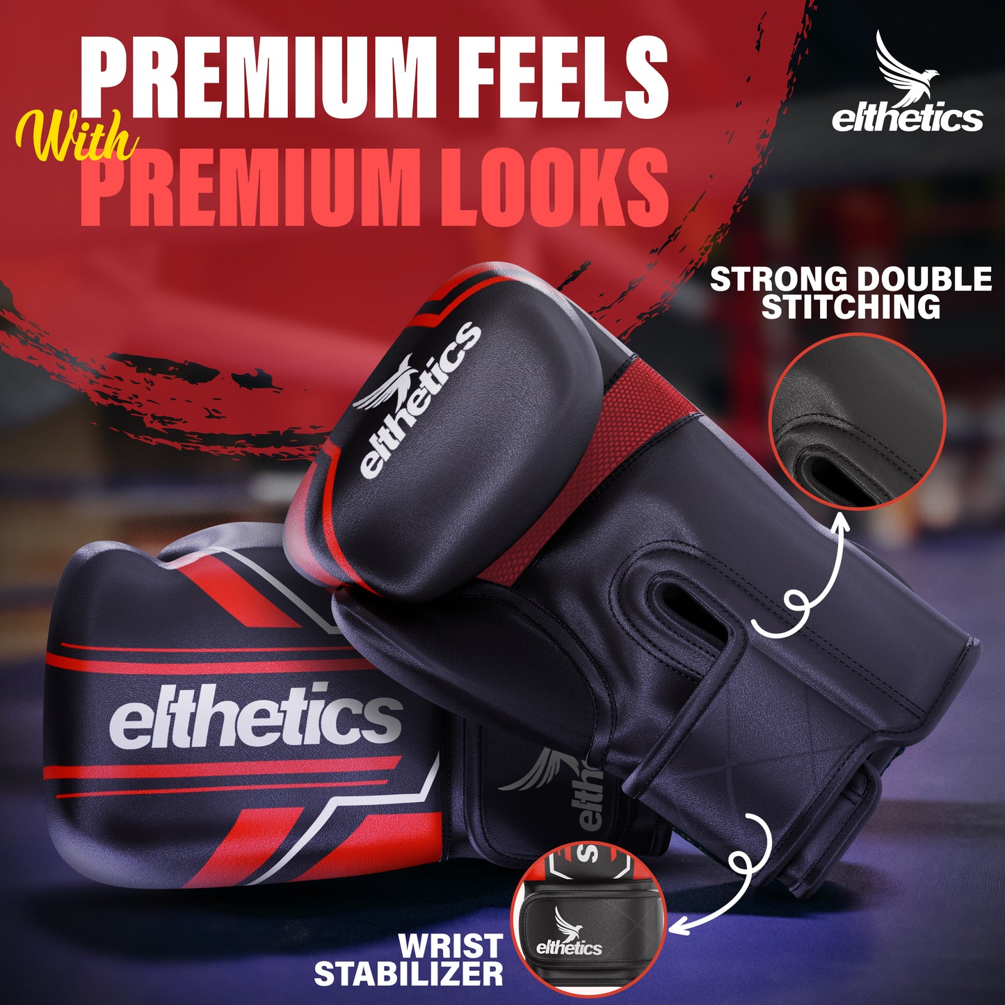 Elthetics Boxing Gloves (Red & Black)